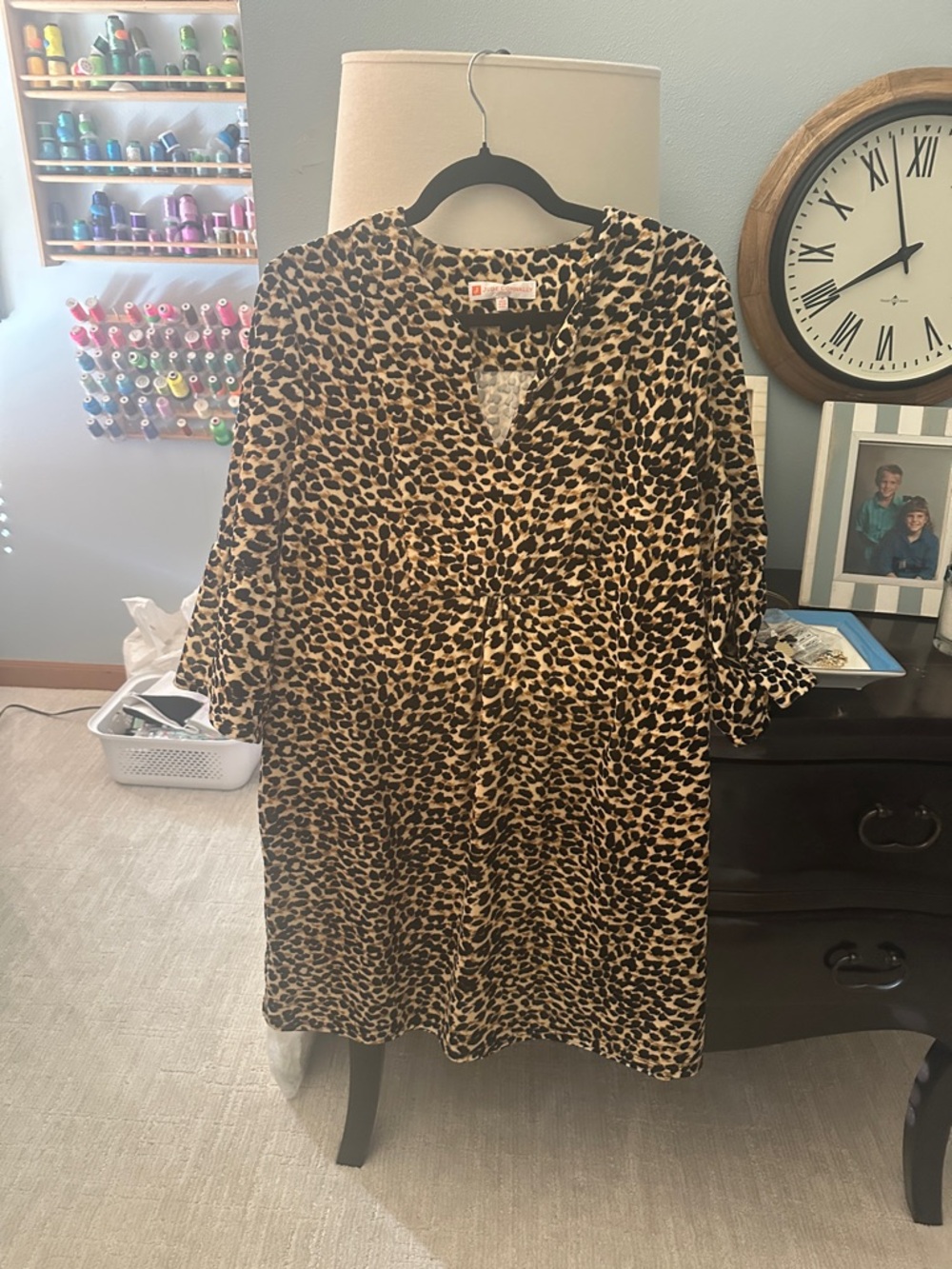 Jude Connally Leopard Shift Kerry Dress in Tan and Black, size small, like new